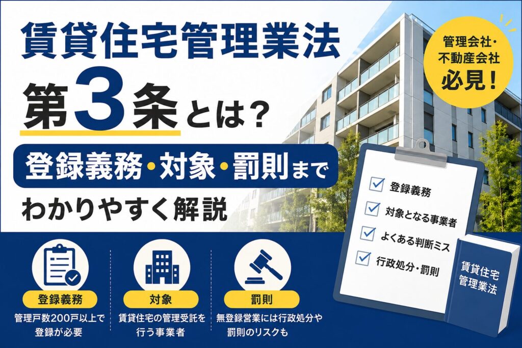 賃貸住宅管理業法 第3条とは？登録義務・対象・罰則までわかりやすく解説