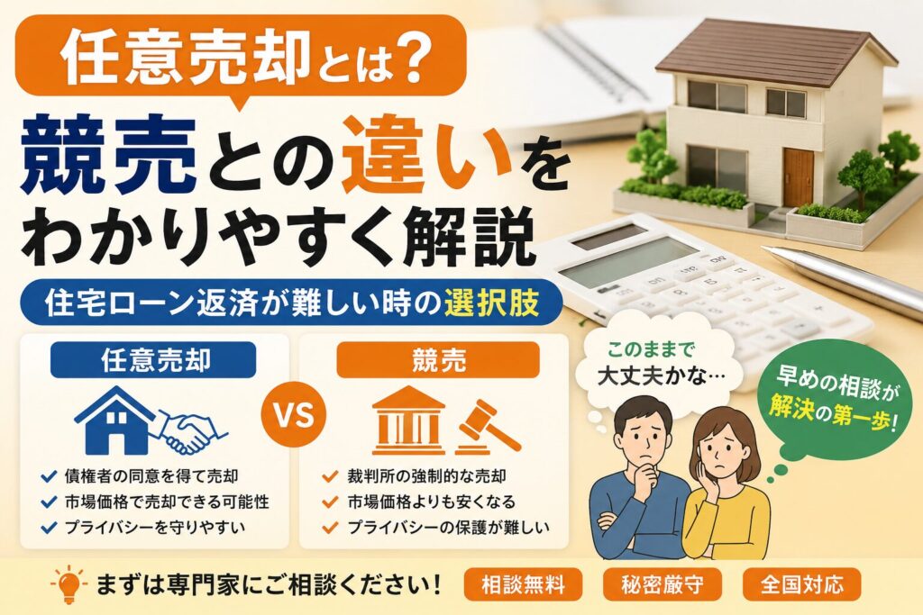 任意売却とは？競売との違いをわかりやすく解説｜住宅ローン返済が難しい時の選択肢　