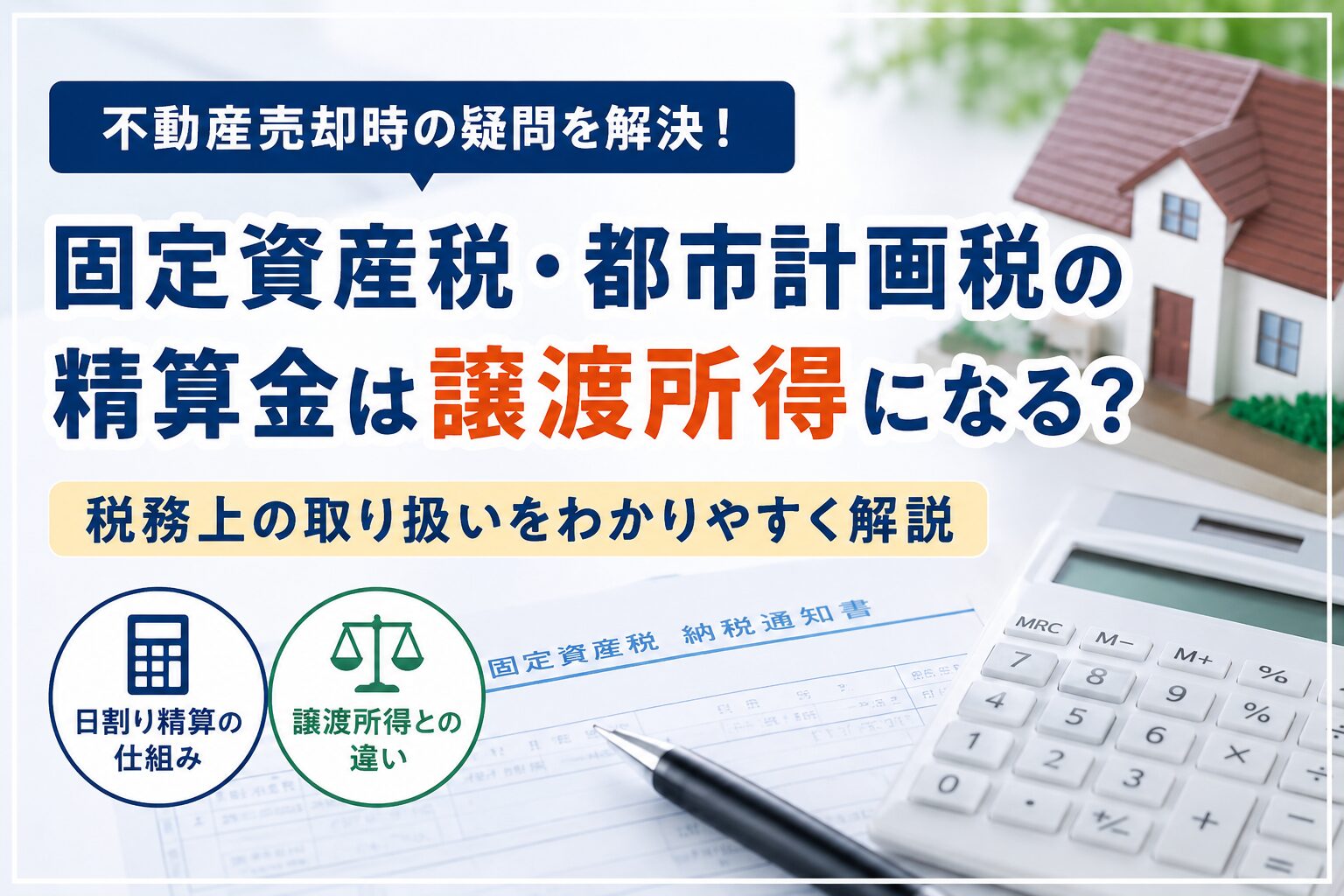 固定資産税・都市計画税の精算金は譲渡所得になる？税務上の取り扱いをわかりやすく解説