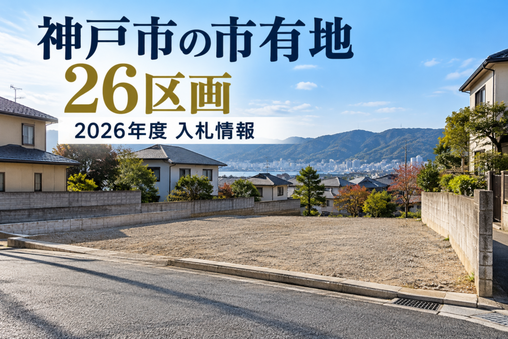 神戸市が2026年度に売却する市有地26区画の入札情報。戸建て住宅用地の募集条件や申込期間を解説するイメージ画像